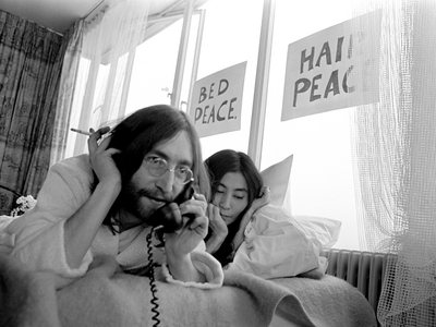 John Lennon metal framed poster