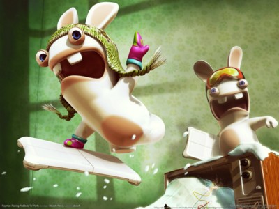 Rayman raving rabbids tv party wooden framed poster