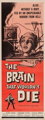 The Brain That Wouldn't Die movie poster (1962) wood print