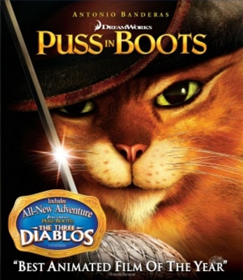 Puss in Boots movie poster (2011) wood print