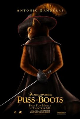 Puss in Boots movie poster (2011) wooden framed poster