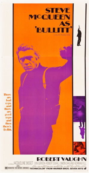 Bullitt movie poster (1968) wood print