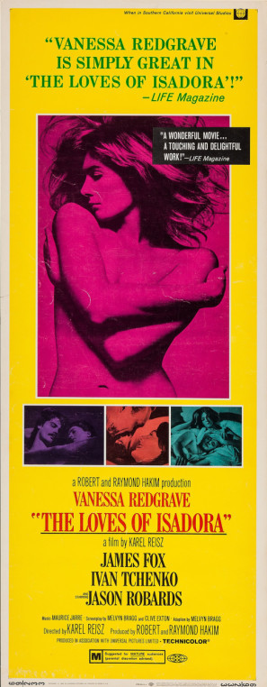 Isadora movie poster (1968) canvas poster